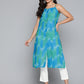 Jompers Pure Cotton Blue Ikkat Kurta ( JOK 1487 Blue )