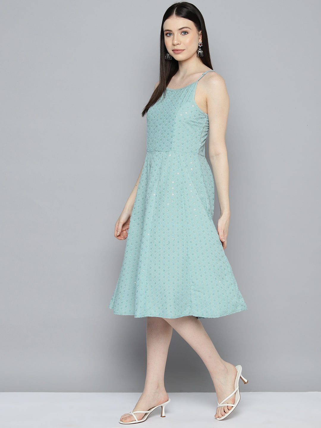 Sequin work, anarkali ethnic dress ( JOK 1494 Light-Blue )