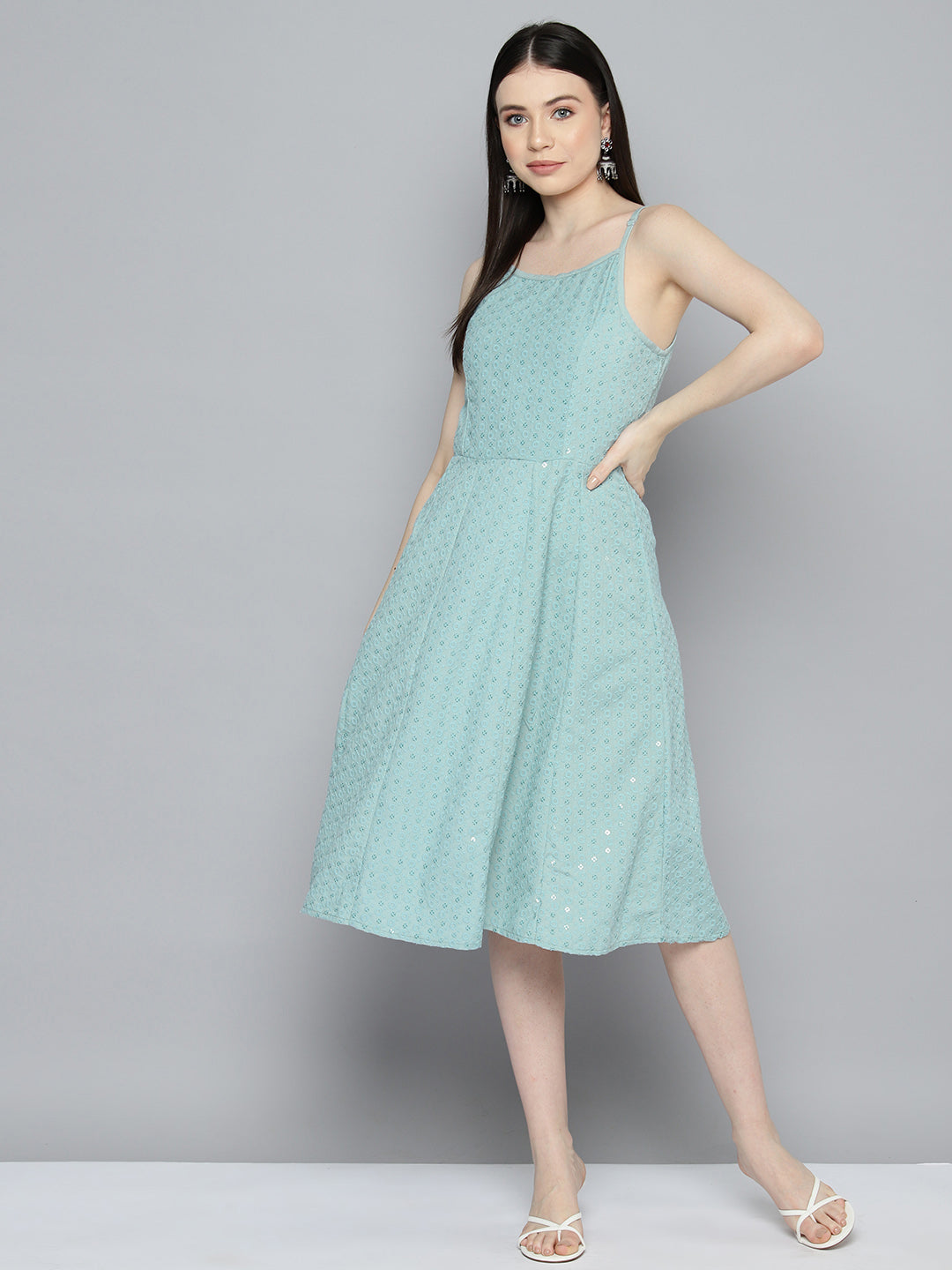 Sequin work, anarkali ethnic dress ( JOK 1494 Light-Blue )