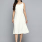 Jompers White Floral Sequin Embroidered A-Line Midi Dress ( JOK 1494 White )