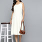 Jompers White Floral Sequin Embroidered A-Line Midi Dress ( JOK 1494 White )