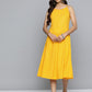 Jompers Yellow Floral Sequin Embroidered A-Line Midi Dress ( JOK 1494 Yellow )