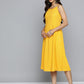 Jompers Yellow Floral Sequin Embroidered A-Line Midi Dress ( JOK 1494 Yellow )