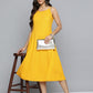 Jompers Yellow Floral Sequin Embroidered A-Line Midi Dress ( JOK 1494 Yellow )