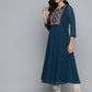 Jompers Floral Embroidered Thread Work Floral Georgette Anarkali Kurta ( JOK 1510 Teal )