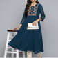 Jompers Floral Embroidered Thread Work Floral Georgette Anarkali Kurta ( JOK 1510 Teal )