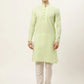 Jompers Men's Green Embroidered Kurta Only ( KO 626 Green )