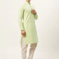 Jompers Men's Green Embroidered Kurta Only ( KO 626 Green )