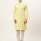 Jompers Men's Yellow Embroidered Kurta Only ( KO 626 Yellow )