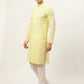 Jompers Men's Yellow Embroidered Kurta Only ( KO 626 Yellow )