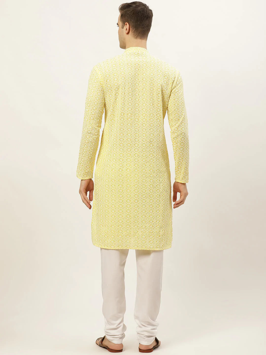 Jompers Men's Yellow Embroidered Kurta Only ( KO 626 Yellow )