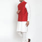 Jompers Men's White Solid Kurta with Pyjamas & Red Nehru Jacket ( JOKP WC 4064 Red-W )