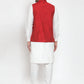 Jompers Men's White Solid Kurta with Pyjamas & Red Nehru Jacket ( JOKP WC 4064 Red-W )