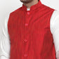 Jompers Men's White Solid Kurta with Pyjamas & Red Nehru Jacket ( JOKP WC 4064 Red-W )