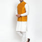 Jompers Men's White Solid Kurta with Pyjamas & Yellow Nehru Jacket ( JOKP WC 4064 Yellow-W )