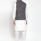 Jompers Men's White Solid Kurta with Pyjamas & Blue Nehru Jacket ( JOKP WC 4065 Blue-W )