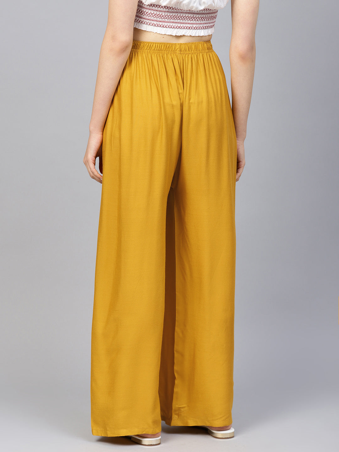 Women Mustard Straight Elasticated Palazzo ( JOPL 2121 Mustard )