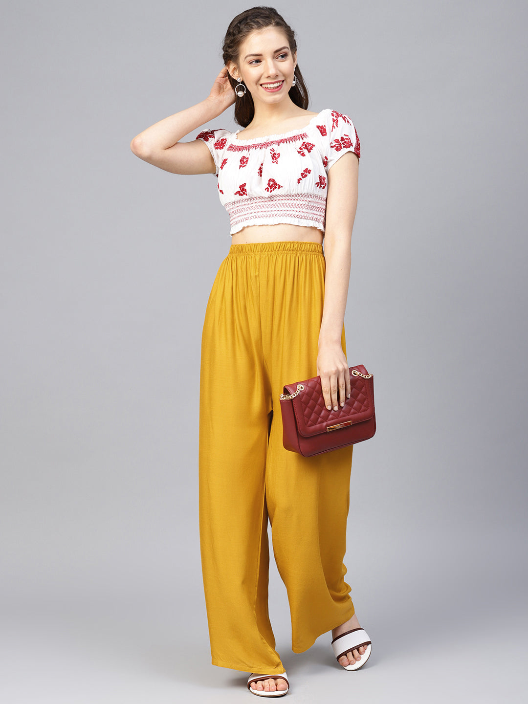 Women Mustard Straight Elasticated Palazzo ( JOPL 2121 Mustard )