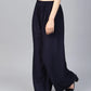 Jompers Women Navy-Blue Solid Straight Palazzos ( JOPL 2121 Navy)