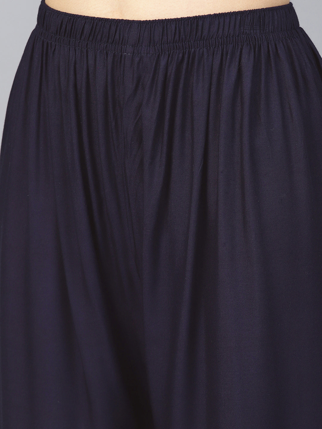 Women Navy Blue Straight Elasticated Palazzo ( JOPL 2121 Navy )