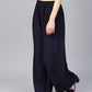 Women Navy Blue Straight Elasticated Palazzo ( JOPL 2121 Navy )