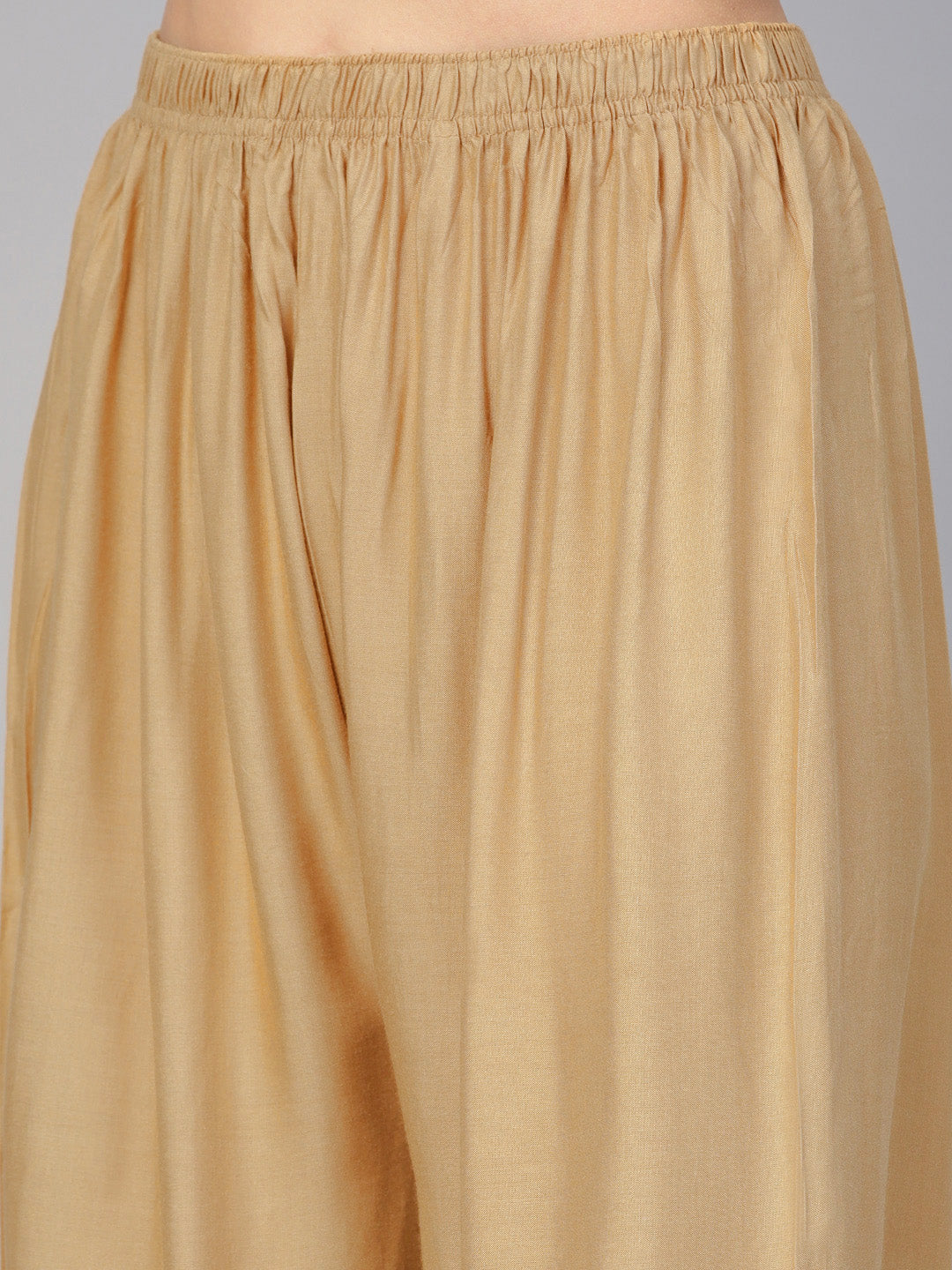 Women Beige Straight Elasticated Palazzo ( JOPL 2121 Beige )