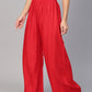Women Red Straight Elasticated Palazzo ( JOPL 2121 Red )
