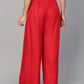 Women Red Straight Elasticated Palazzo ( JOPL 2121 Red )