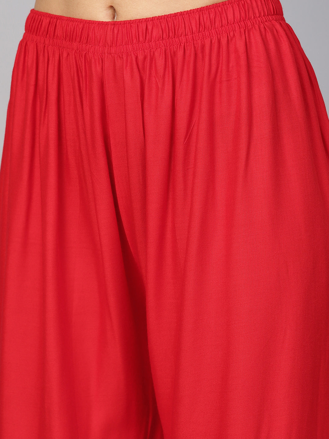 Women Red Straight Elasticated Palazzo ( JOPL 2121 Red )