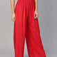 Women Red Straight Elasticated Palazzo ( JOPL 2121 Red )