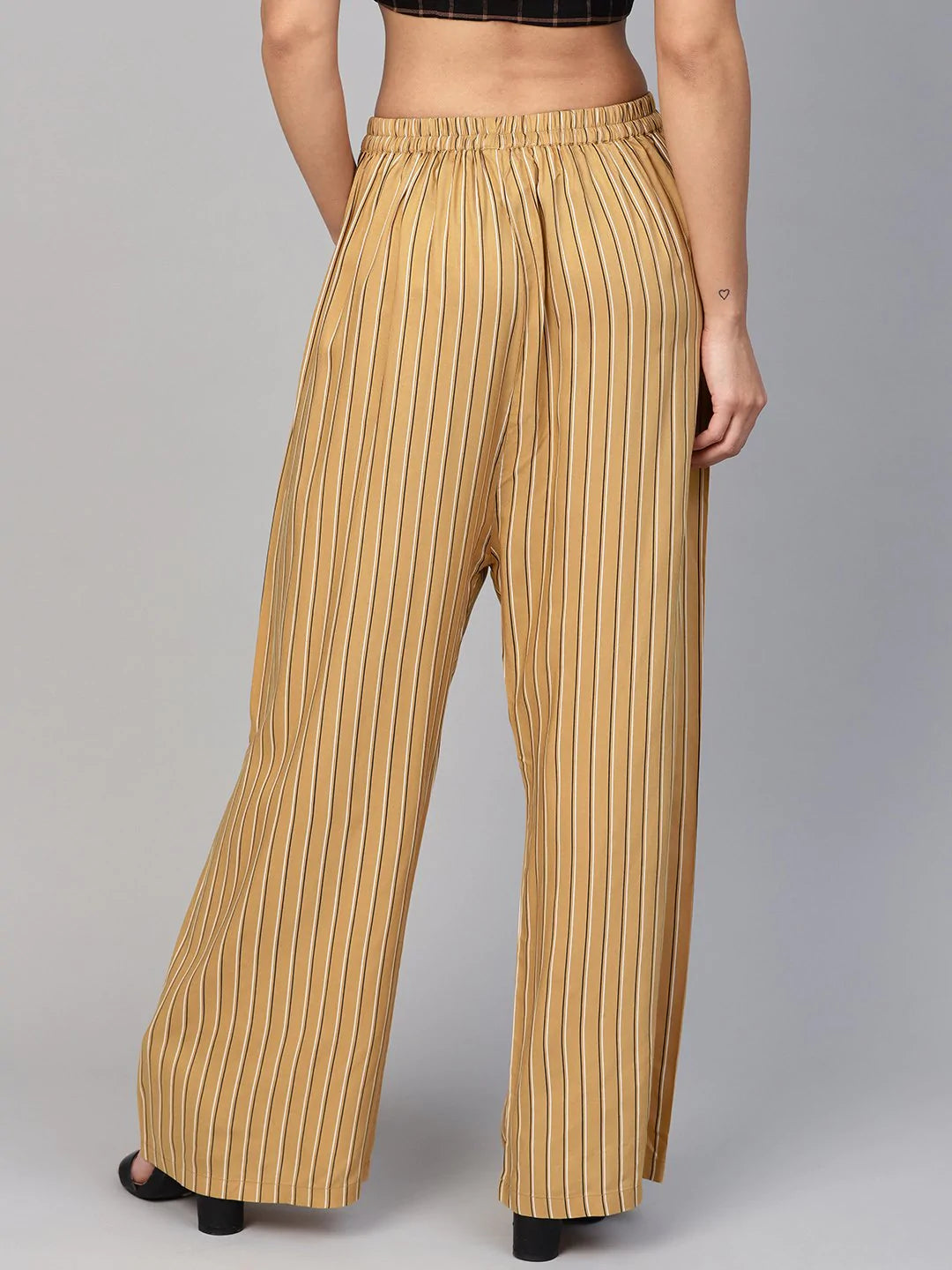 Jompers Women Beige & Black Striped Straight Palazzos ( JOPL 2122 Beige)