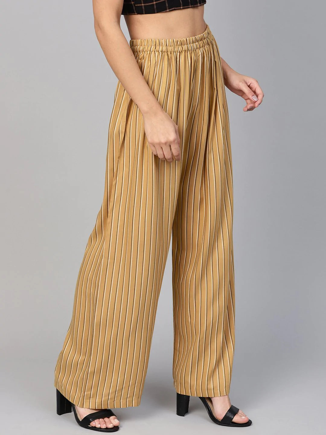 Jompers Women Beige & Black Striped Straight Palazzos ( JOPL 2122 Beige)
