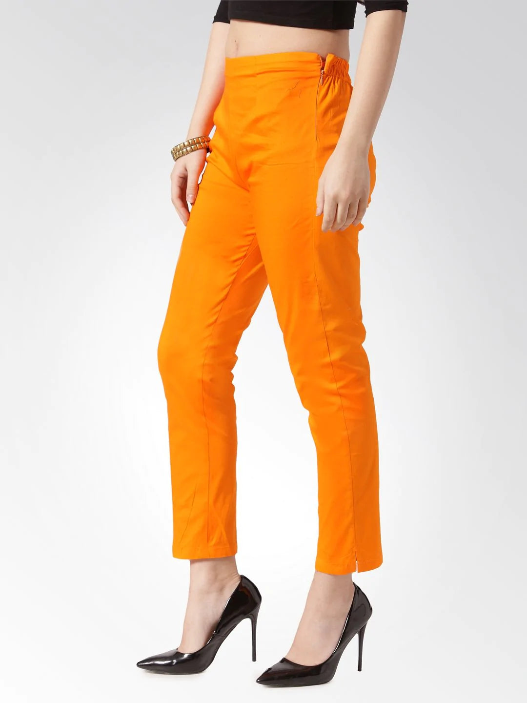 Jompers Women Orange Smart Slim Fit Solid Regular Trousers ( JOP 2119 Orange )