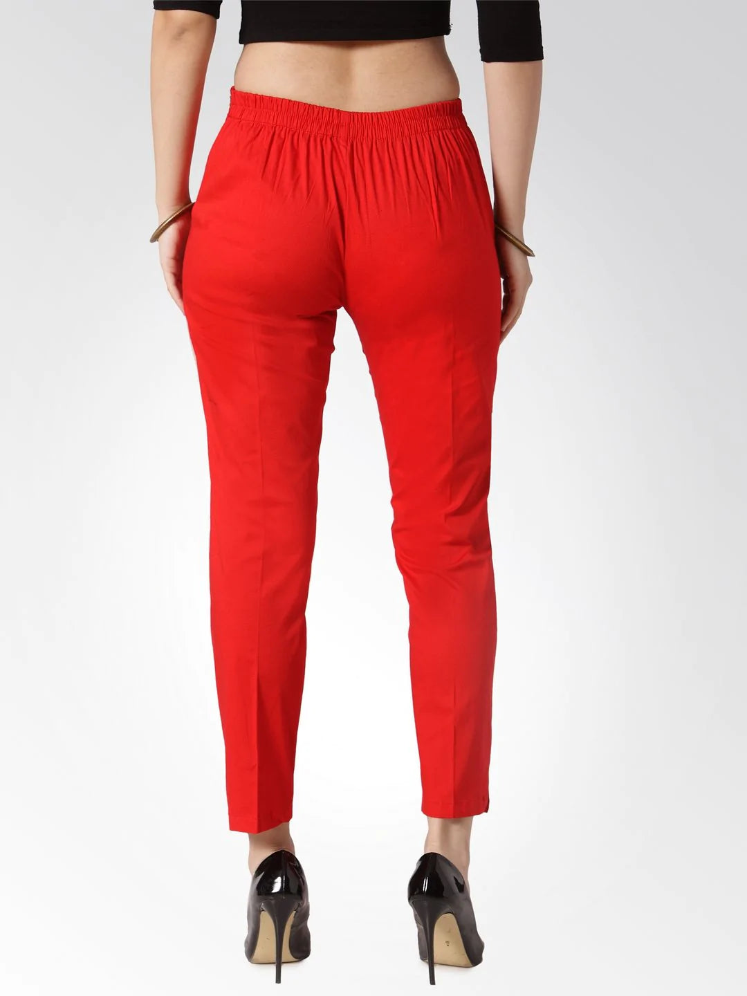 Jompers Women Red Smart Slim Fit Solid Regular Trousers ( JOP 2119 Red )
