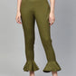 Jompers Women Olive Green Smart Fit Solid Bottom Flared Trousers ( JOP 2128 Olive )