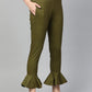 Jompers Women Olive Green Smart Fit Solid Bottom Flared Trousers ( JOP 2128 Olive )