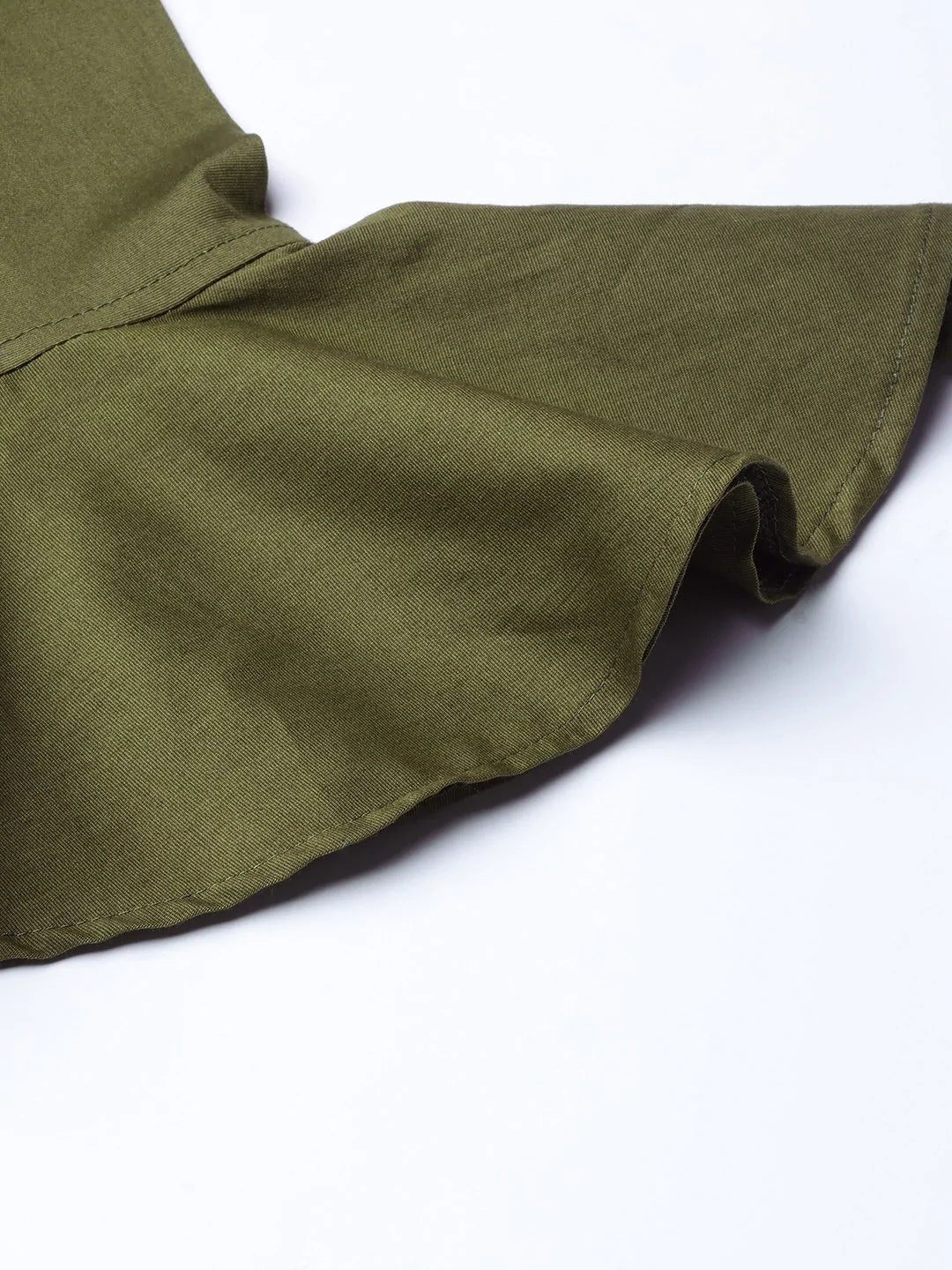 Jompers Women Olive Green Smart Fit Solid Bottom Flared Trousers ( JOP 2128 Olive )