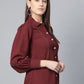 Jompers Women Maroon Regular Fit Crinkled Effect Casual Shirt ( JOT 7002 Maroon )