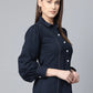 Jompers Women Navy Blue Regular Fit Crinkled Effect Casual Shirt ( JOT 7002 Navy )