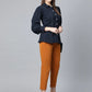 Jompers Women Navy Blue Regular Fit Crinkled Effect Casual Shirt ( JOT 7002 Navy )