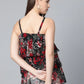 Jompers Women Black & Red Printed Tiered Top ( JOT 7006 Black )