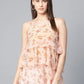 Jompers Women Peach-Coloured & Grey Printed Tiered Top ( JOT 7006 Peach )