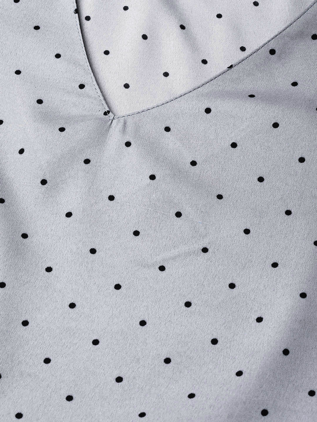 Jompers Women Grey & Black Printed A-Line Top ( JOT 7007 Grey )