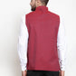 Jompers Men Maroon Woven Design Nehru Jacket ( JOWC 4001 Maroon)