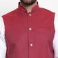 Jompers Men Maroon Woven Design Nehru Jacket ( JOWC 4001 Maroon)