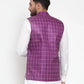 Jompers Men Purple Checked Nehru Jacket ( JOWC 4003 Purple)