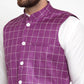 Jompers Men Purple Checked Nehru Jacket ( JOWC 4003 Purple)