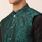 Men's Green Woven Design Nehru Jacket.( JOWC 4004 Green )