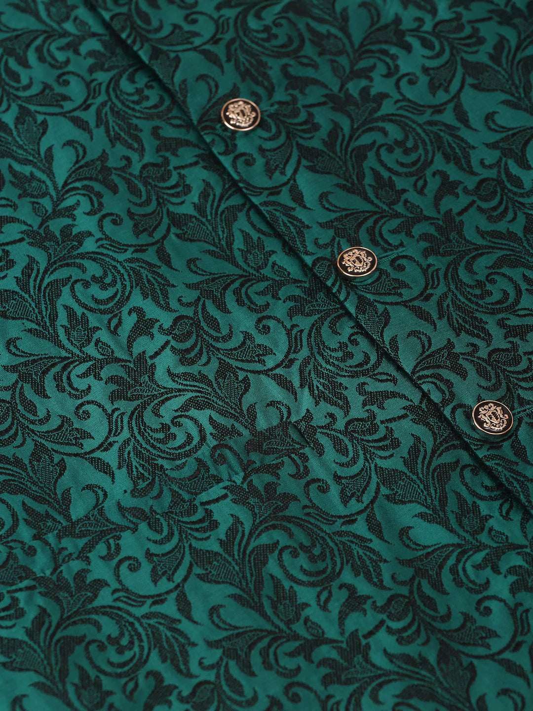 Men's Green Woven Design Nehru Jacket.( JOWC 4004 Green )