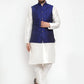 Jompers Men Blue-Coloured & Black Woven Design Nehru Jacket ( JOWC 4004 Royal-Blue)
